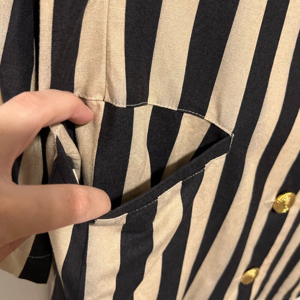 Womens VTG Longline Steampunk Blazer 12 Maximalist Gothic Pirate Cosplay Striped - Picture 6 of 14